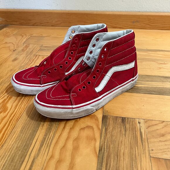 VANS Old Skool Skateboard High Top Red White,‎ Mens Size 7.5 Women 9 - Picture 1 of 9